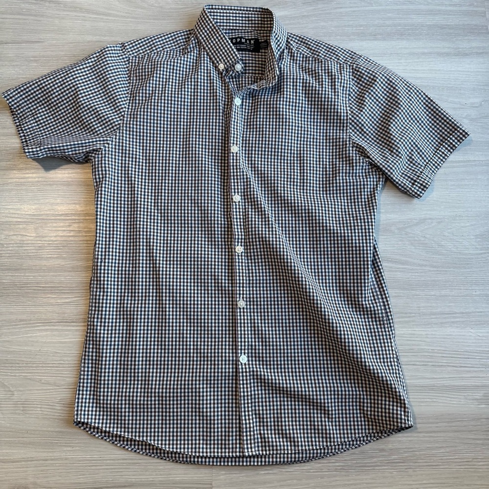 Topman Black and White Gingham Shirt